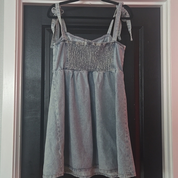 Giani Bernini Light Blue Denim Bustier Tie Strap Fit And Flare Dress Size XL - Picture 2 of 10